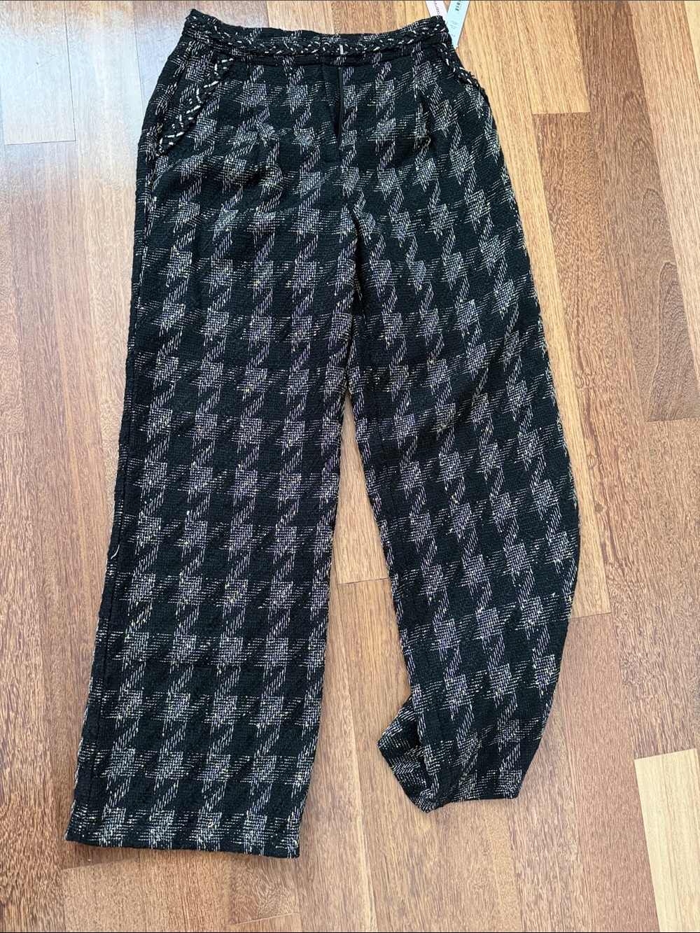 Aqua Black Houndstooth Chinos